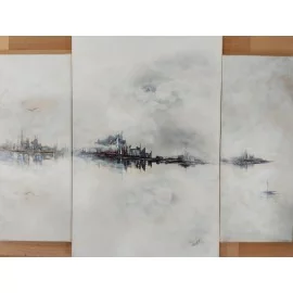 V hmle - triptych - PhDr. Katarína Semanová, originálny, ručne maľovaný obraz