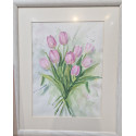 Ružové tulipány - Mária Lenárdová, originálny, ručne maľovaný obraz
