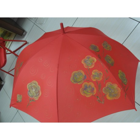 Dáždnik - ručne maľovaný, handmade, červený 