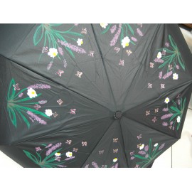 Dáždnik skladací - ručne maľovaný, handmade, čierný 