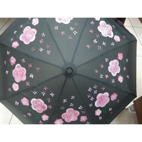 Dáždnik skladací- ručne maľovaný, handmade, čierný 