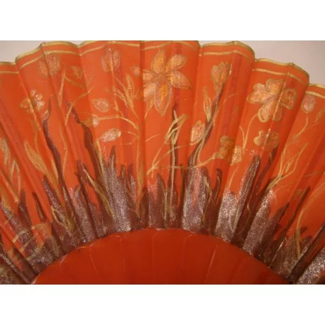 Vejár oranžový - ručne maľovaný