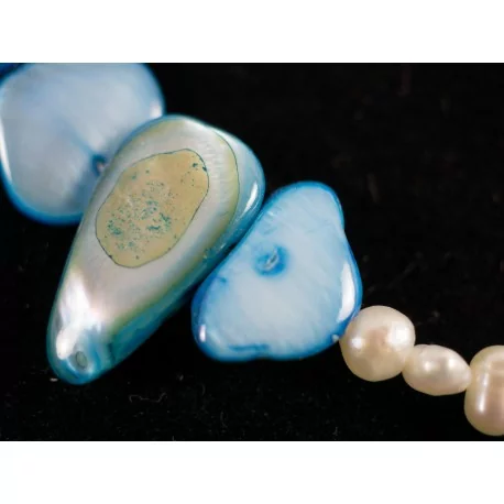 Perleť, perla riečna - náhrdelník, náušnice