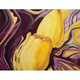 Painting - Oil on canvas - Tulips - Anna Hirková