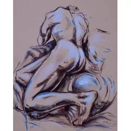 Painting - Acrylic in the drawing - Male nude - Simona Vagaská