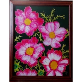 Obraz - Maľba na sklo - Červené kvety - Jana Gubová