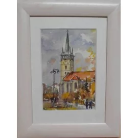 Obraz - Akvarel na výkrese - Prešov, jeseň - Mária Lenárdová
