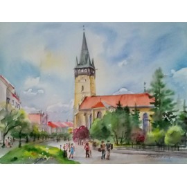 Obraz - Akvarel - Prešovská atmosféra - Mária Lenárdová