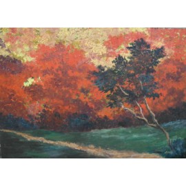 Painting - Oil painting on hardboard - Autumn mood - Peter Leškovský
