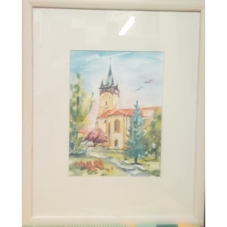 Ručne maľovaný obraz - Prešov,Kostol sv. Mikuláša
