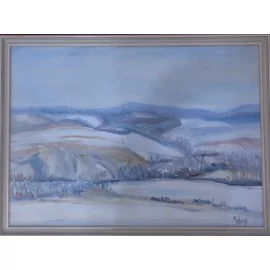 Painting - Oil painting on hardboard - Winter landscape - Monika Vitányi