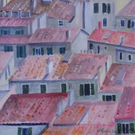 Painting- Acrylic- Marseilles - roofs - Ing. arch. Eva Lorenzová