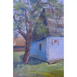 Painting- Oil painting- Blue house - Ing. arch. Eva Lorenzová