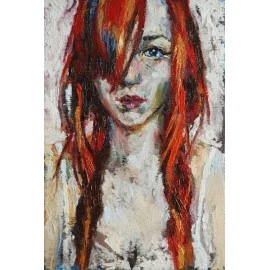 Picture - Oil painting - Portrait of a girl with red hair - Mgr.Art Kamil Kozub
