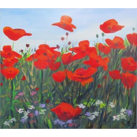 Painting - Acrylic - Poppies in the meadow - Varuzhan Aghamyan