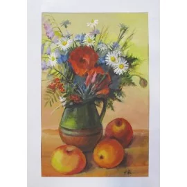 Zátišie s jablkami - Andrej Račko,originálny,ručne maľovaný obraz