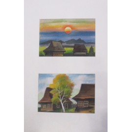 Painting - Sunset behind the village - Andrej Račko