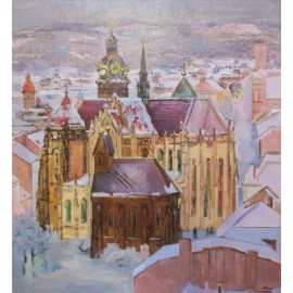 Painting - Oil painting - Košice Cathedral in winter - Ľudmila Studenniková