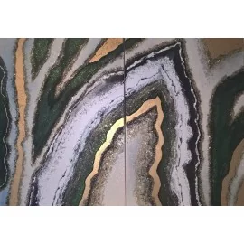Obraz - Abstraktná maľba -Zlatý Smaragd -Ing. Mária Mikulská