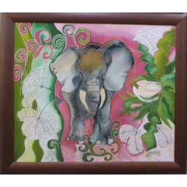 Painting - Silk painting - Elephant - PhDr. Elena Ruta-Marchallé