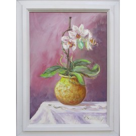 Painting - Oil painting - Purple Orchid - Vladimír Semančík