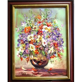 Obraz - Olejomaľba - Záhradné kvety - Vladimír Semančík