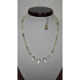 Citrín - mesačný kameň - horský krištáľ - swarovského krištáľ - náhrdelník,náušnice