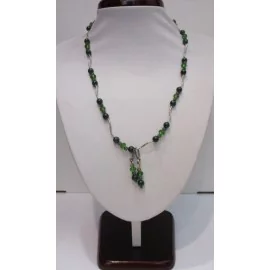 náhrdelník,náušnice -malachyt,sklo,Ag 925
