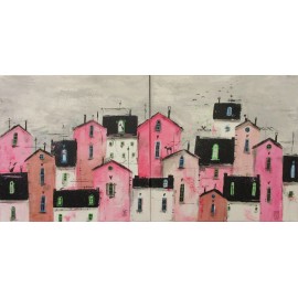 Painting - Acrylic on canvas - Pink double painting - Silvia Sochuláková