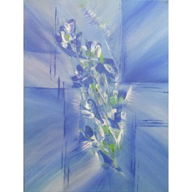 Painting - Acrylic -Flowers in blue- A. Gledurová