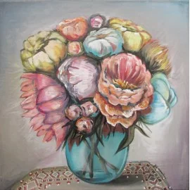 Painting - Acrylic - Blue vase- Mgr.Lucia Chocholáčková