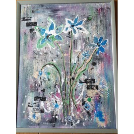 Obraz - Modré kvety - Ručne maľovaný 